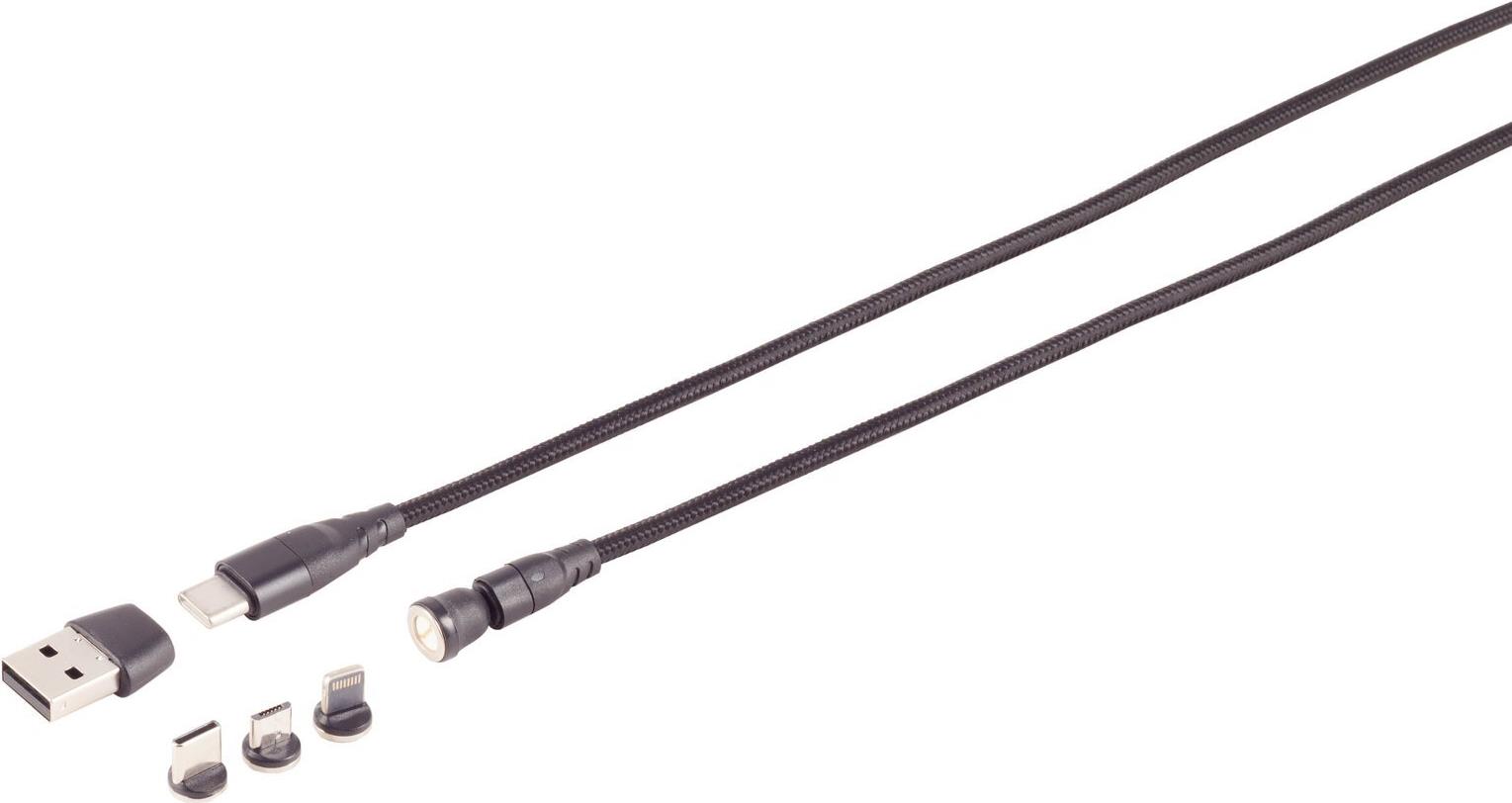 S/CONN maximum connectivity USB-C Magnetkabel, 6in1, 540°, PD 7-Pin, 60W, schwarz, 2m (14-19021)
