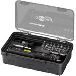 Goobay Mini-Akkuschrauber-Set 28-tlg. - Stabschrauber mit Werkzeug-Set aus 24 Bits 1 (77816)