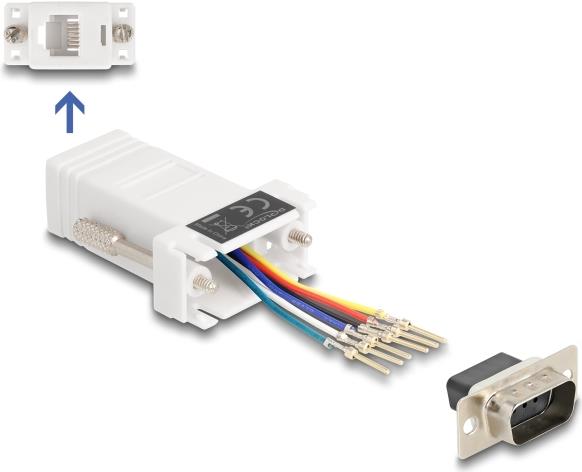 Delock D-Sub 9 Pin Stecker zu RJ12 Buchse Montagesatz weiß (67073)