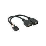 USB 2.0 Adapterkabel, InLine®, 2x Buchse A auf Pfostenanschluss (33440M)