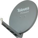Televes S85QSD-G. Input frequenz-range: 10,7 - 12,75 GHz, Verstärkung dBi (bei Antennenkabel): 39,5 dBi. Durchmesser: 85 cm, Breite: 850 mm, Tiefe: 1,5 mm. Produktfarbe: Graphit. Material: Aluminium (S85QSD-G)