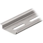 WAGO Kontakttechnik Tragschiene 35x7,5x1x2000mm gel. 210-112 Ausführung Hutschiene 35/7,5 mm, Werkstoff Stahl, Ausführung der Oberfläche galvanisch/elektrolytisch verzinkt, Lochform Langloch, Bohrlochabstand mittig 36mm, Materialstärke 1mm, Länge 2000mm (21-0112)