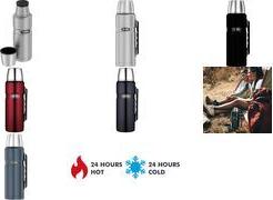 THERMOS Isolierflasche STAINLESS KING, 1,2 Liter, eisgrau doppelwandiger Edelstahl mit Vakuumisolierung, - 1 Stück (4003.336.120)