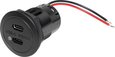 ProCar Power USB-C Doppelsteckdose PD/QC EV mit LED max 2x 30 Watt Belastbarkeit Strom max.=3 A 12 oder 24 V/DC (67371000)