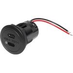 ProCar Power USB-C Doppelsteckdose PD/QC EV mit LED max 2x 30 Watt Belastbarkeit Strom max.=3 A 12 oder 24 V/DC (67371000)