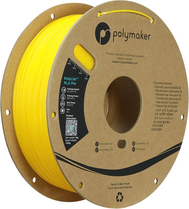 Polymaker PA07009 Filament PLA Pro hohe Steifigkeit schlagfest 1.75 mm 1000 g Gelb PolyLite (PA07009)