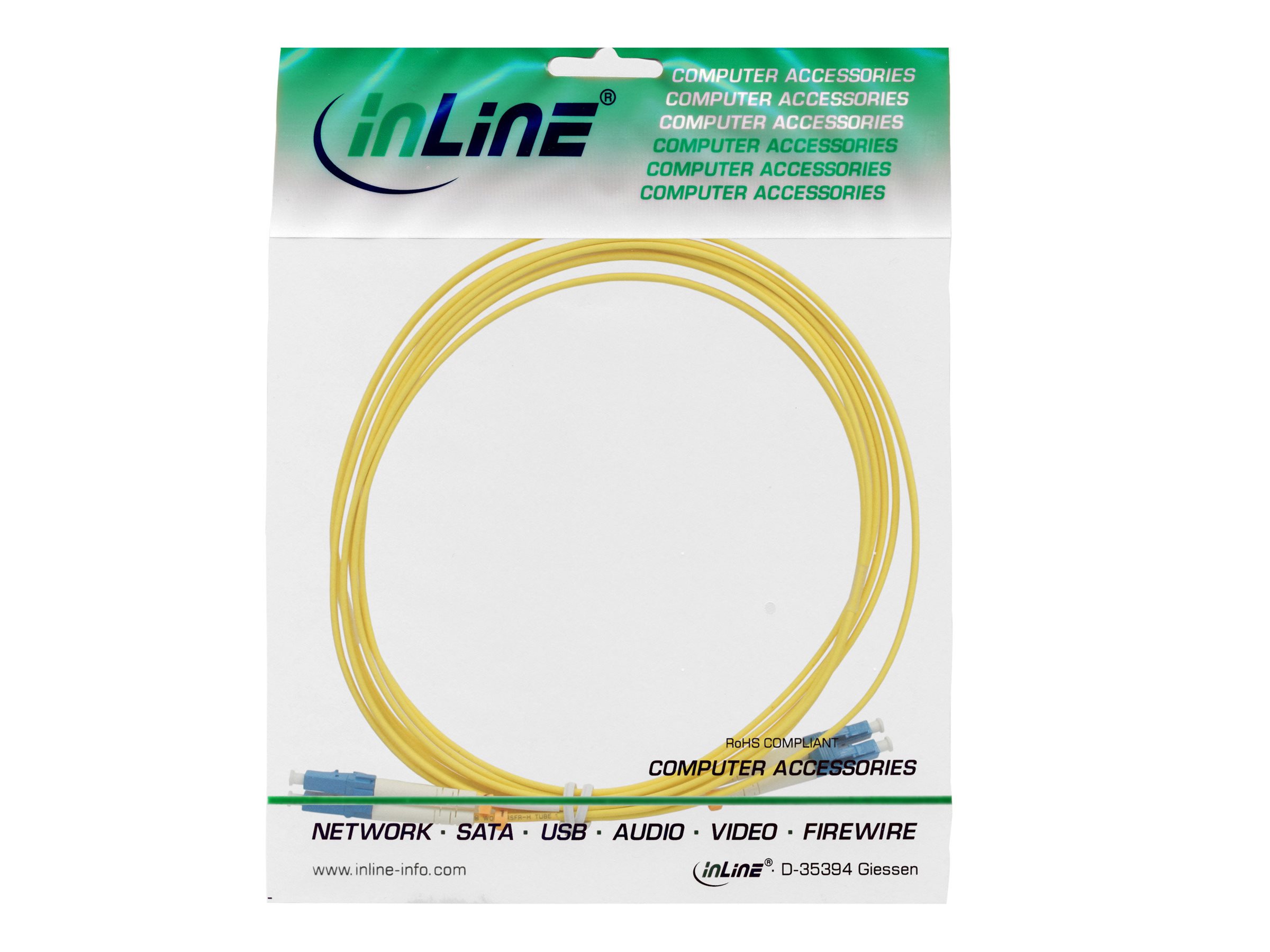 InLine LWL Duplex Patch-Kabel LC/LC OS2 9/125 µm 0,5 m LSZH Gelb