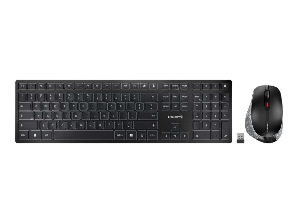 CHERRY DW 9500 SLIM Kabelloses Tastatur-Maus-Set QWERTZ Bluetooth 4.0 2,4 GHz Grau/Schwarz