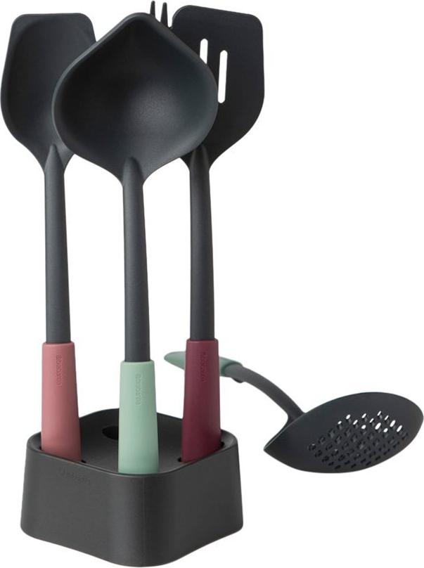 Brabantia Tasty+ Utensilienset 5-teilig mit Ständer Schwarz Grün Rot