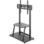Manhattan TV & Monitor Mount, Trolley Stand, 1 screen, Screen Sizes: 37-100", Black, VESA 200x200 to 800x600mm, Max 150kg, Shelf and Base for Laptop or AV device, Height-adjustable to four levels: 862, 916, 970 and 1024mm, LFD, Lifetime Warranty (462334)