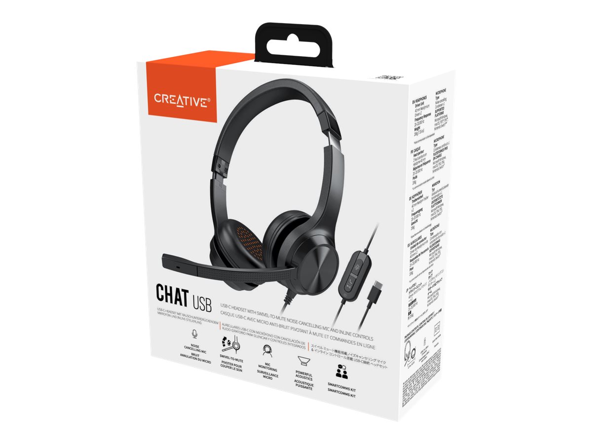 Creative Labs Chat USB On-Ear Headset USB-C Schwarz