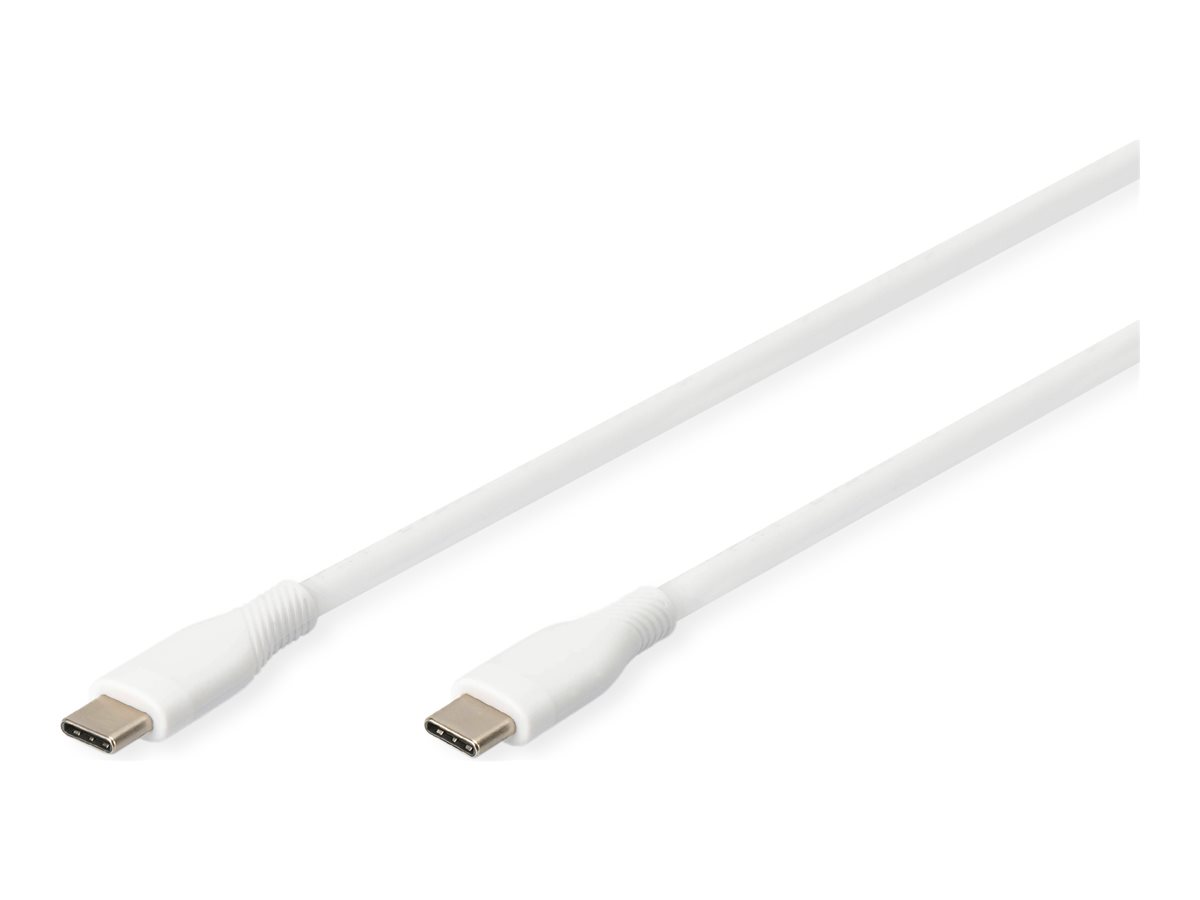 Digitus USB-C Silikon Anschlusskabel, USB-C zu USB-C, 2 m, USB 2.0, 60 W, Weiß