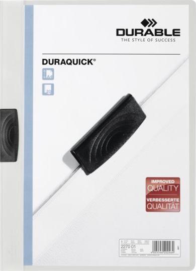 DURABLE Klemmhefter DURAQUICK, DIN A4, weiß mit Kunststoffklemme, transparenter Vorderdeckel (2270-02)