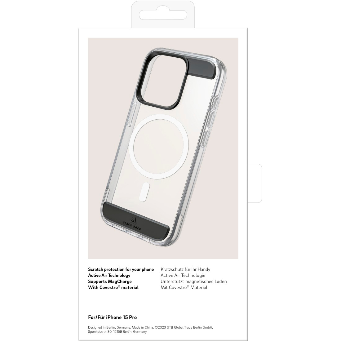 Black Rock Mag Air Protection Cover für Apple iPhone 15 Pro, Schwarz