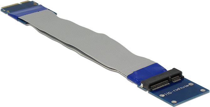Delock Verlängerung Mini PCI Express / mSATA Stecker > Slot Riser Karte mit flexiblem Kabel 13 cm (65837)