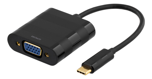 DELTACO USB 3.1 to VGA adapter, Type C ma - VGA fe, 1080p, bag, black
