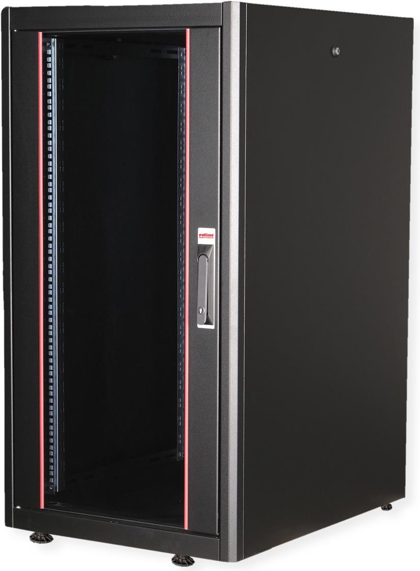 ROLINE 19 Zoll Netzwerkschrank Basic 22 600x800 BxT Glastür schwarz (26.21.0201)