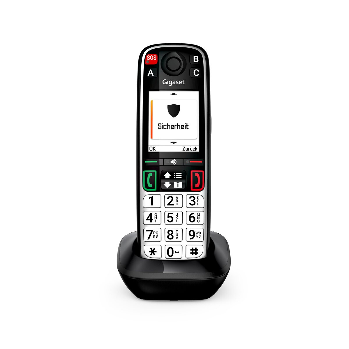 Gigaset EASY 500HX DECT-Seniorentelefon mit Freisprecheinrichtung Schwarz, Silber