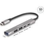 Delock 4 Port Slim USB Type-C™ Hub mit 1 x USB 10 Gbps Typ-A + 2 x USB 2.0 Typ-A + 1 x USB 2.0 USB Type-C™ und PD 95 W (64298)