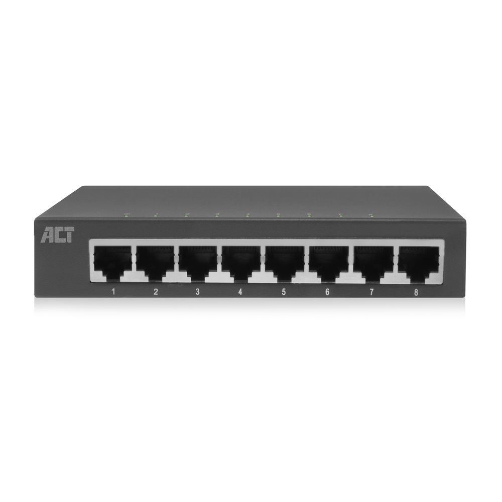ACT AC4418 8-Port Gigabit Ethernet Switch, Unmanaged, 16 Gbit/s, Grau