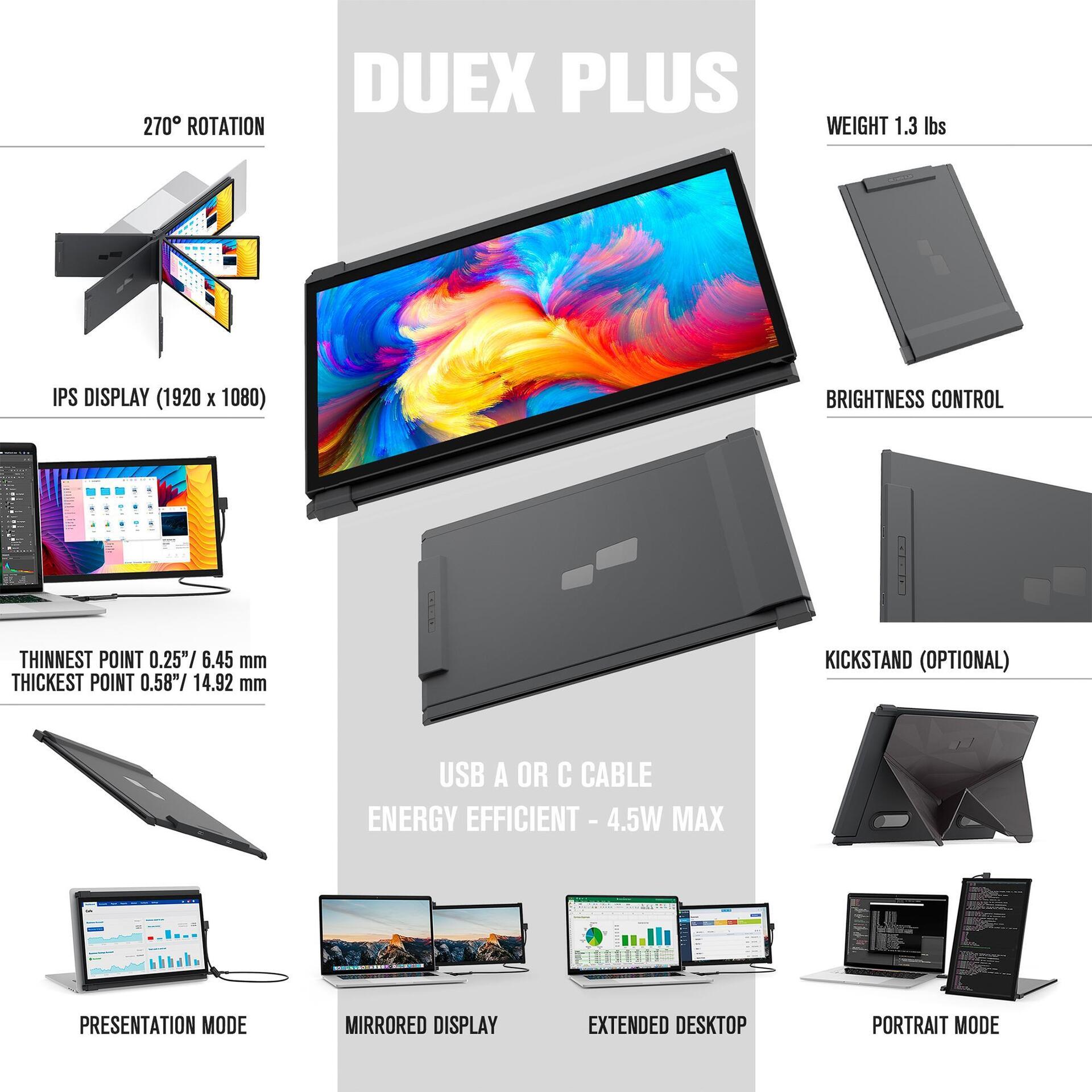 Mobile Pixels DUEX Plus 13,3" Full HD Tragbarer Monitor Grau