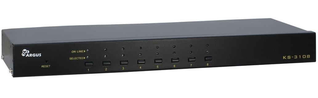 Inter-Tech Argus KVM KS-3108 KVM-Switch 8 Anschlüsse Rackmontage Schwarz