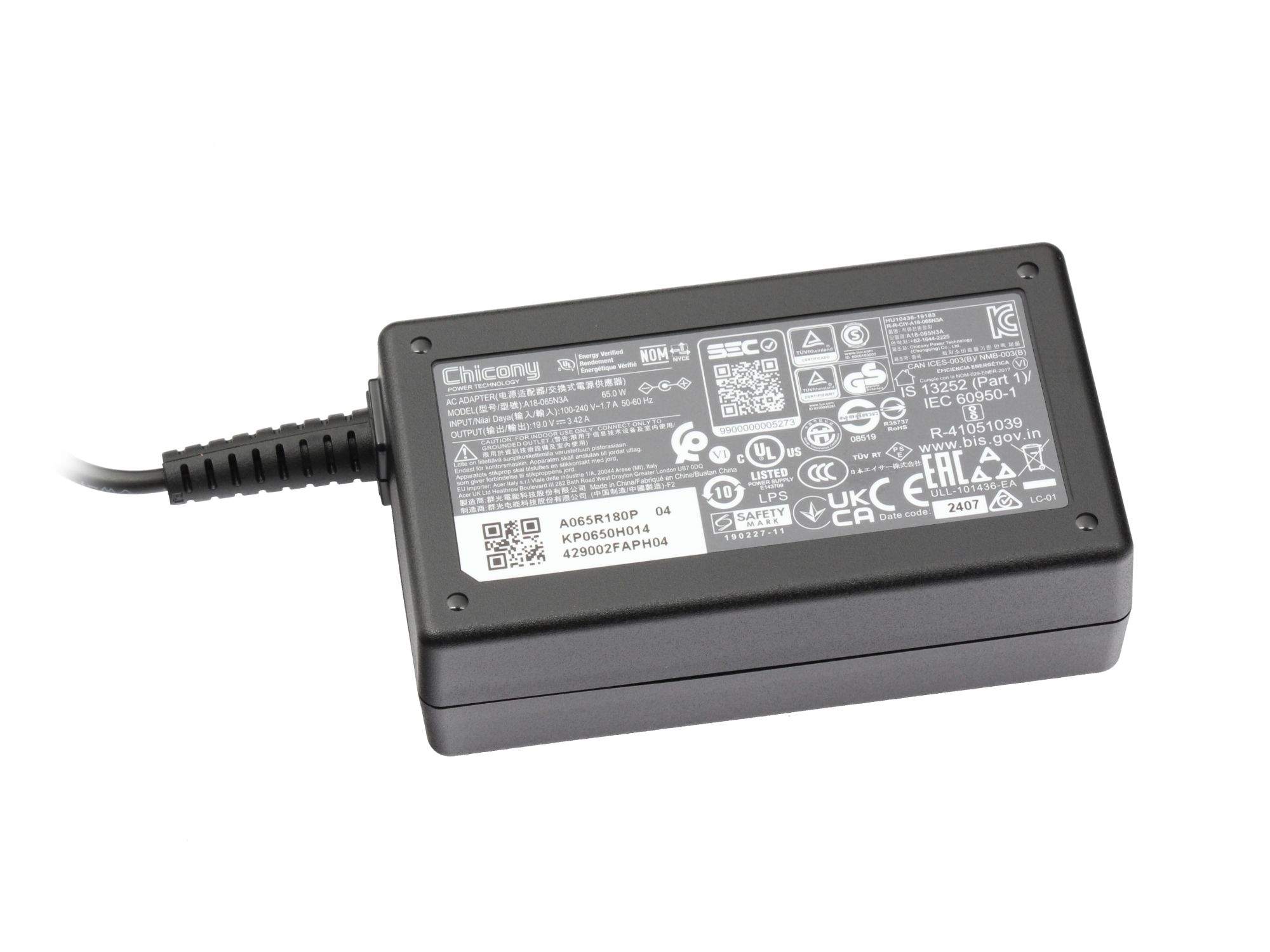 Acer Notebook-Netzteil 65 W 19 V AP.0650A.015 Gelb