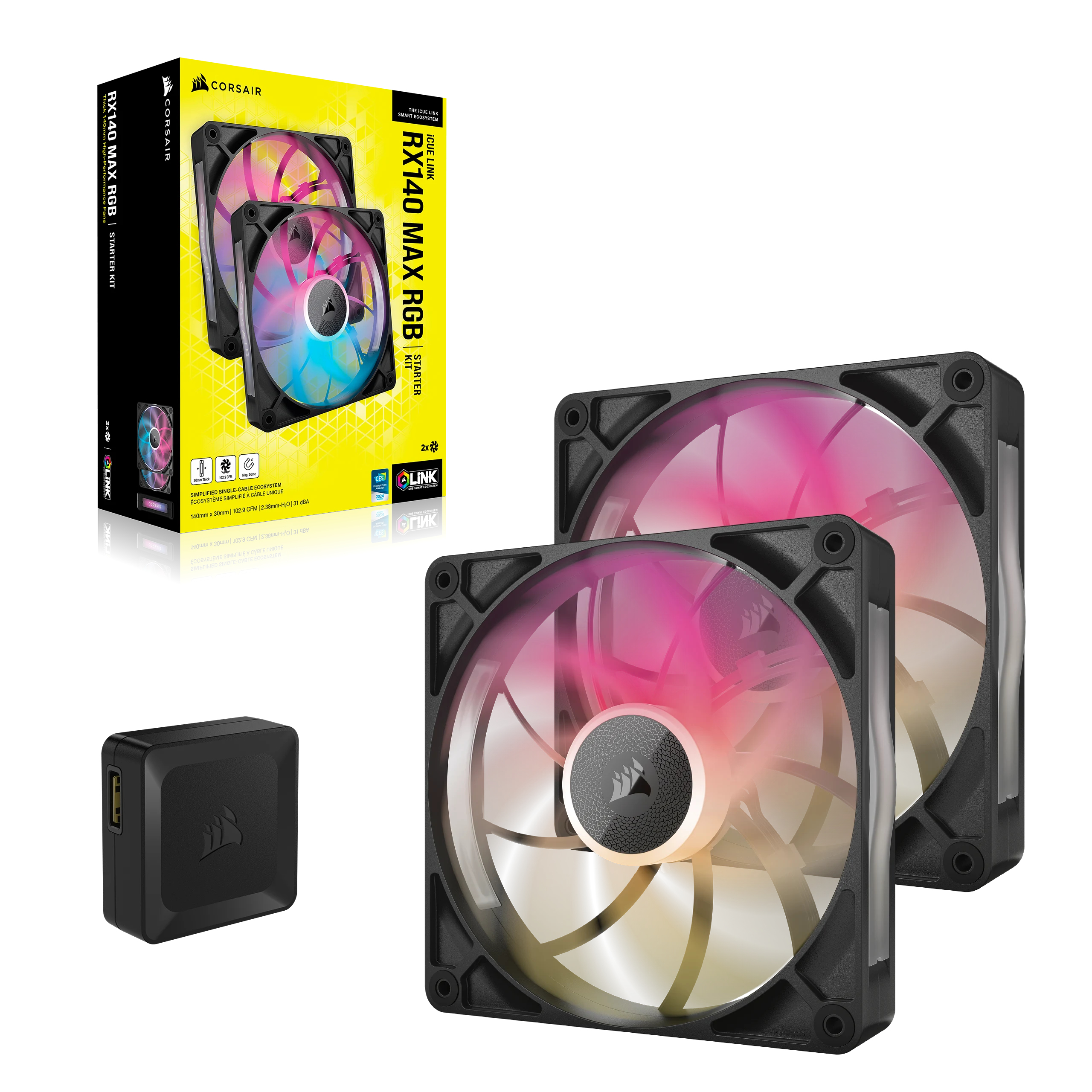 Corsair iCUE Link RX140 MAX RGB Starter Kit 140 mm Gehäuselüfter Schwarz