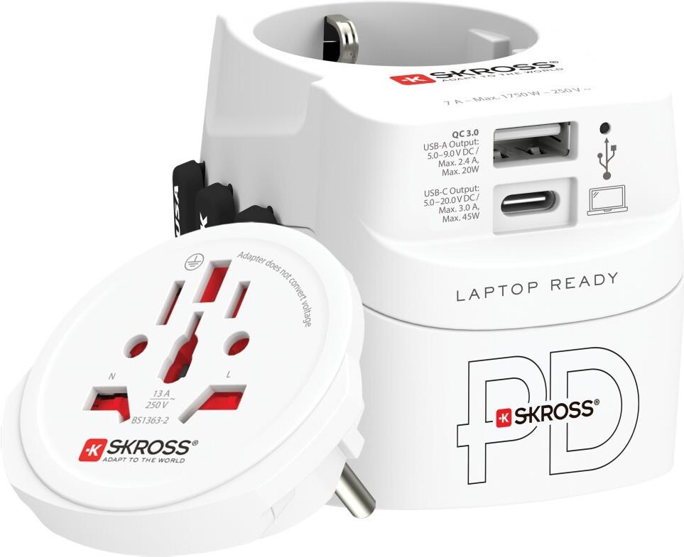 SKROSS Pro Light USB AC45PD World incl. USB-C cable white (1.302474)