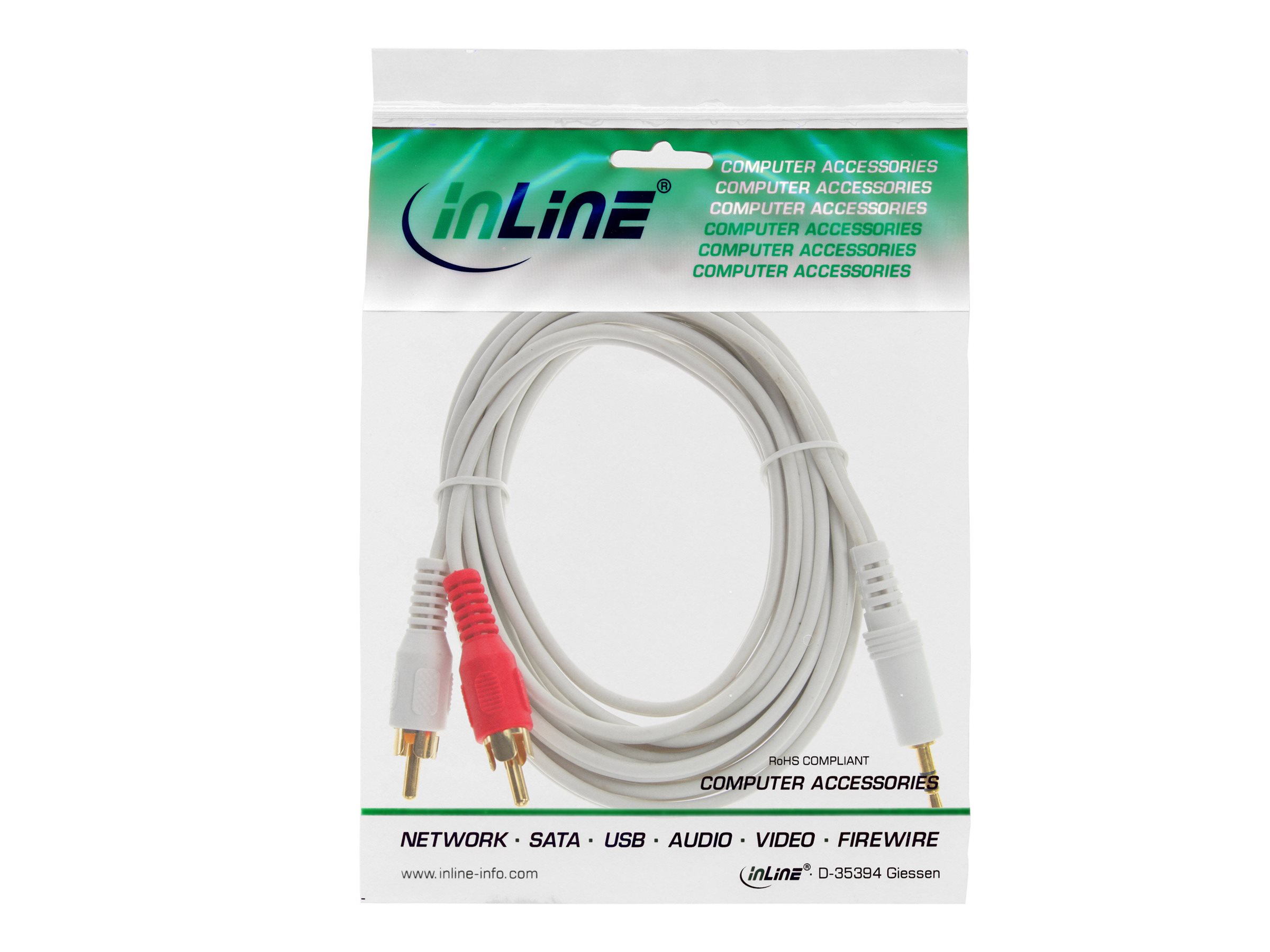 InLine Audiokabel 2x Cinch auf 3,5 mm Klinke 5 m Weiß