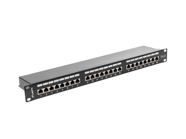 Lanberg PPS6-1024-B Patchpanel 24-Port 1U 19" Cat. 6 FTP Schwarz
