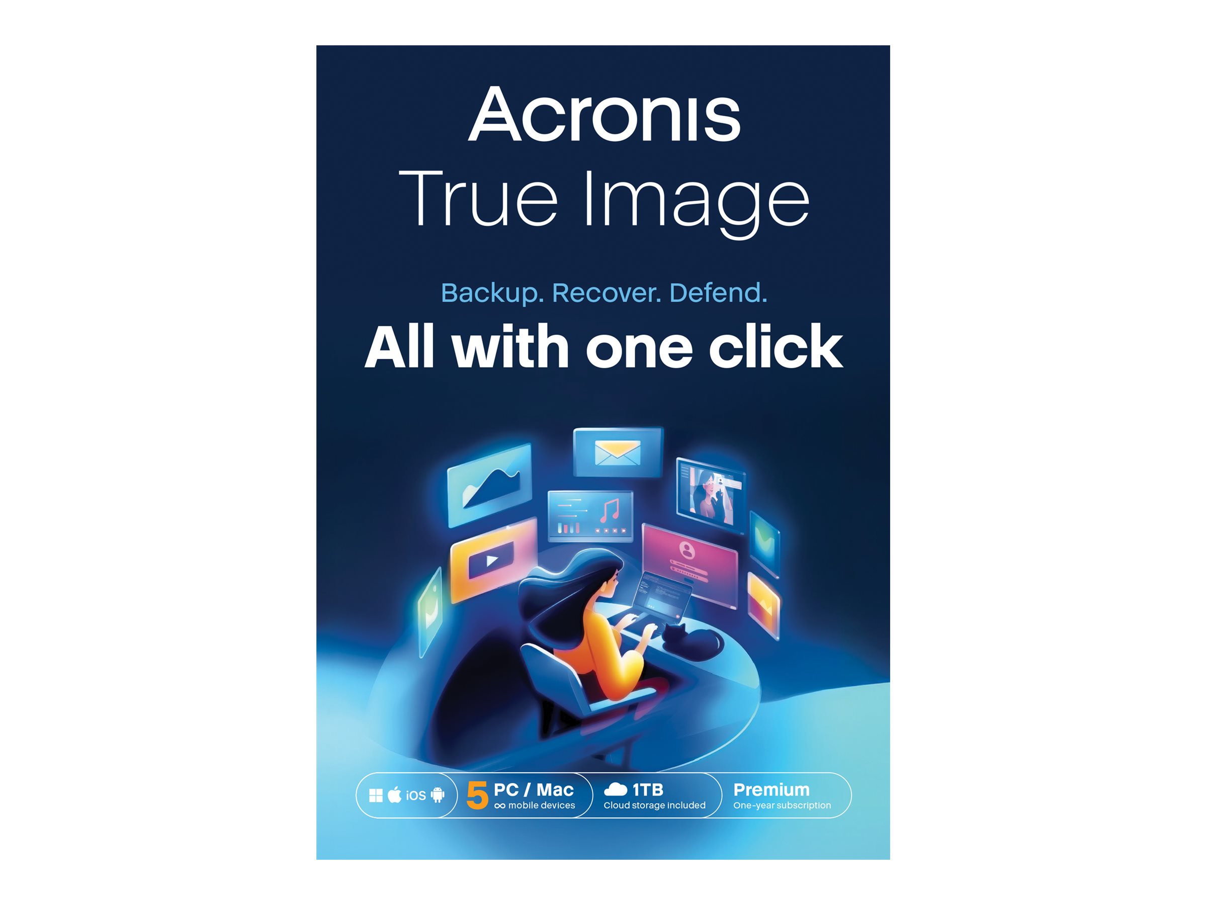 Acronis Cyber Protect Home Office Premium 5 Computer 1 TB Cloud-Speicher 1 Jahr Abonnement