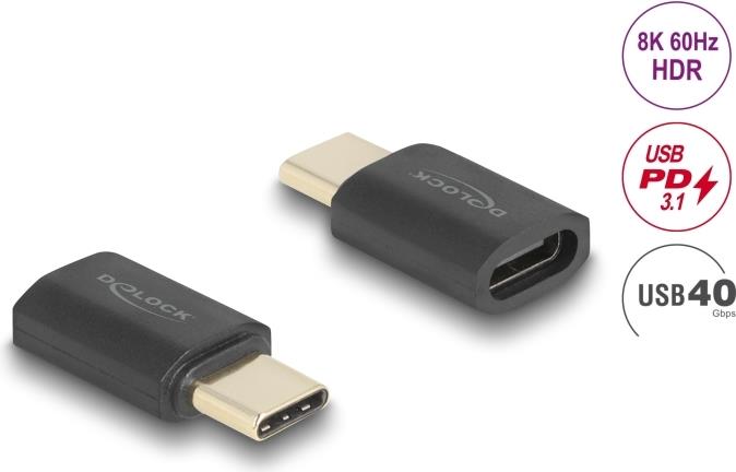 Delock USB Adapter 40 Gbps USB Type-C™ PD 3.1 240 W Stecker zu Buchse Portschoner 8K 60 Hz (60237)
