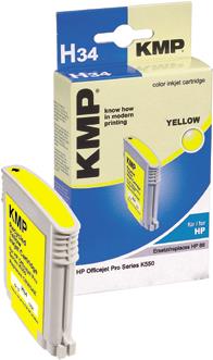 KMP wiederbefüllte hp-Tintenpatrone C9393AE, gelb (1704,4939)