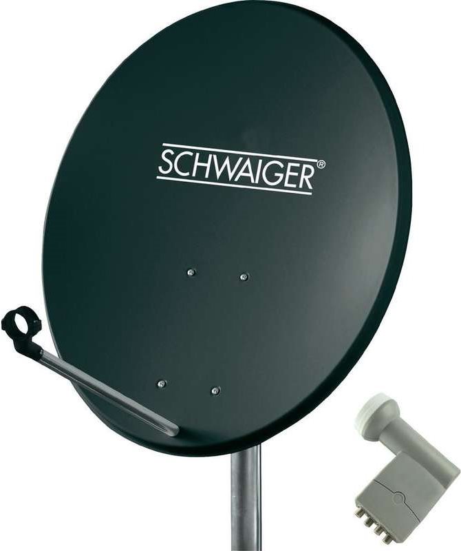 SCHWAIGER SAT Anlage 60 cm 4 Teilnehmer Quad-LNB (mit Switch) Anthrazit