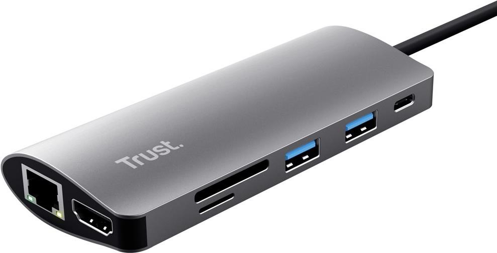Trust Dalyx 7-in-1 USB-C Multiport Adapter Dockingstation Silber