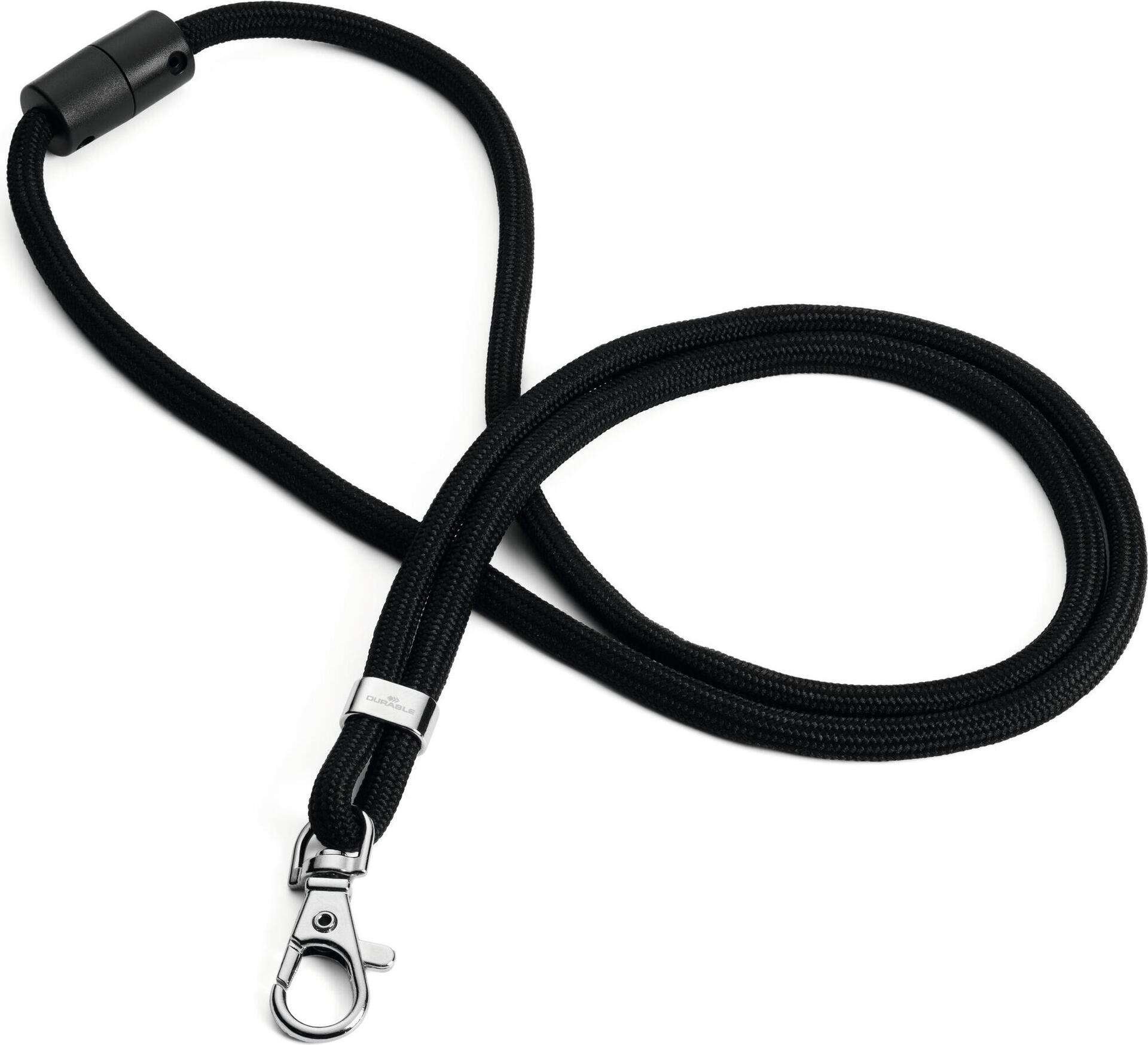 DURABLE Textilband rPET mit Karabiner, (1 Packung á 10 Stück), Farbe: Schwarz, Art. Nr. 824101, Mindestabnahme: 1 PAK (824101)