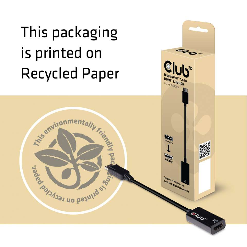 Club 3D CAC-1080 DisplayPort 1.4 auf HDMI 2.0a HDR Aktiver Adapter Schwarz