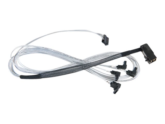 Adaptec Internes SAS-Kabel Mini SAS HD (SFF-8643) auf 4x SATA mit Sideband 6 Gbit/s 0,8 m Schwarz