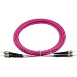 BlueOptics© Duplex LWL Patchkabel, ST-PC/ST-PC beige, 2 Meter, Multimode G50/125µm, OM4, Eingangsdämpfung: unter 0.2dB, Markenfaser, LSZH magenta / violett, 2.0mm Tube, Keramik Ferrule, inkl. Messprotokoll (SFP3333FU2MK)
