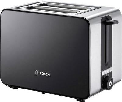 Bosch Haushalt TAT7203 Toaster mit eingebautem Brötchenaufsatz Edelstahl, Schwarz