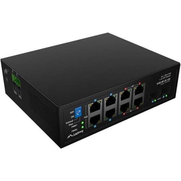 LANBERG Switch ILGE-8P-2S-120 LightIndus.PoE 4xBT 4xAT 2xSFP (ILGE-8P-2S-120)