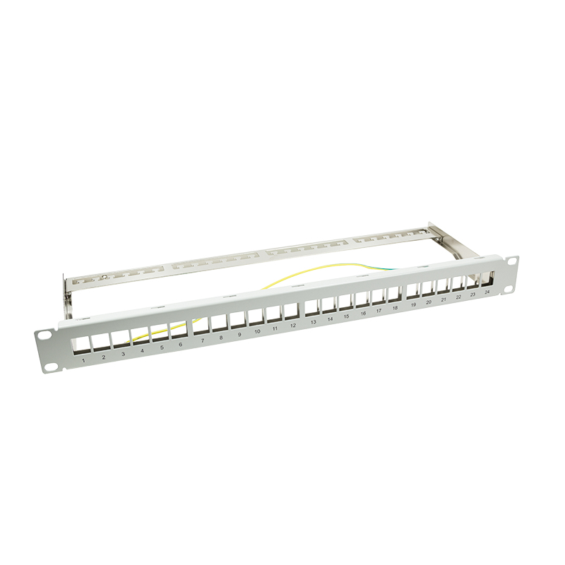 LogiLink NK4041 19" Keystone Patch Panel geschirmt 24 Port 1 HE Hellgrau (RAL 7035)