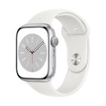 Apple Watch Series 8 (GPS) - 45 mm - Aluminium, Silber - intelligente Uhr mit Sportband - Flouroelastomer - weiß - Bandgröße: regelmäßig - 32GB - Wi-Fi, Bluetooth - 38,8 g (MP6N3FD/A)