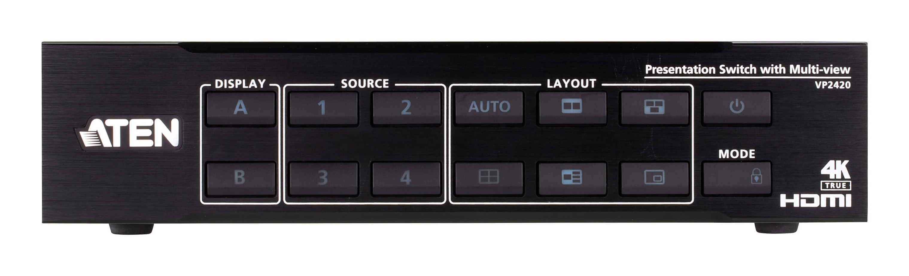 ATEN VP2420 4 x 2 True 4K HDMI Präsentationsmatrix-Schalter Schwarz