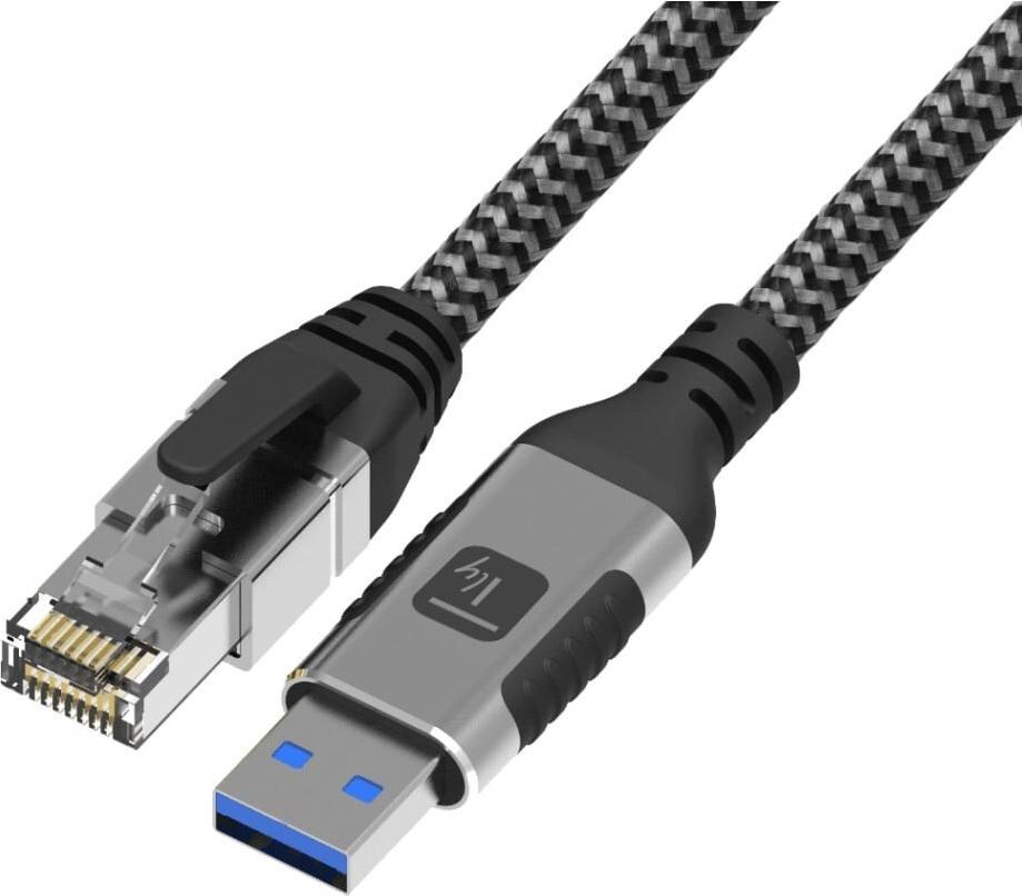 Techly ICOC-U3A-RJ45-010 USB 3.0 Ethernet Adapterkabel 1m Cat6 Gigabit schwarz/silber