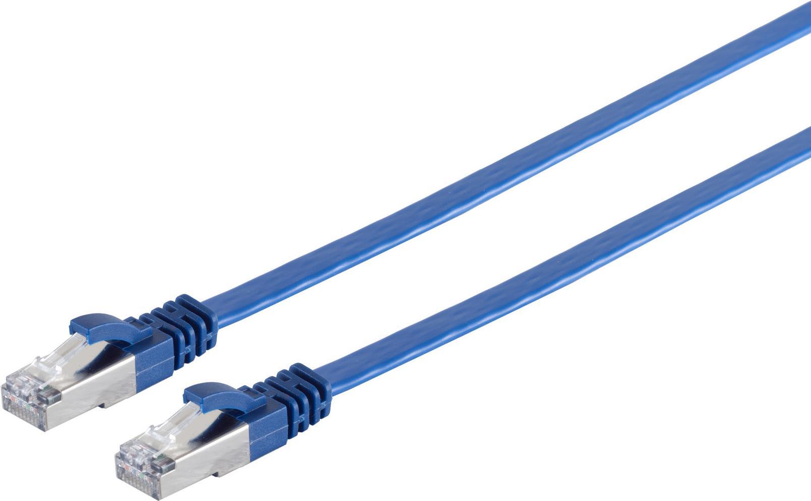 S/CONN maximum connectivity Netzwerkkabel-RJ45 Patchkabel-Flachkabel, Flat U/FTP m.Cat.7 Rohkabel, slim, blau 10,0m (75520-SLB)