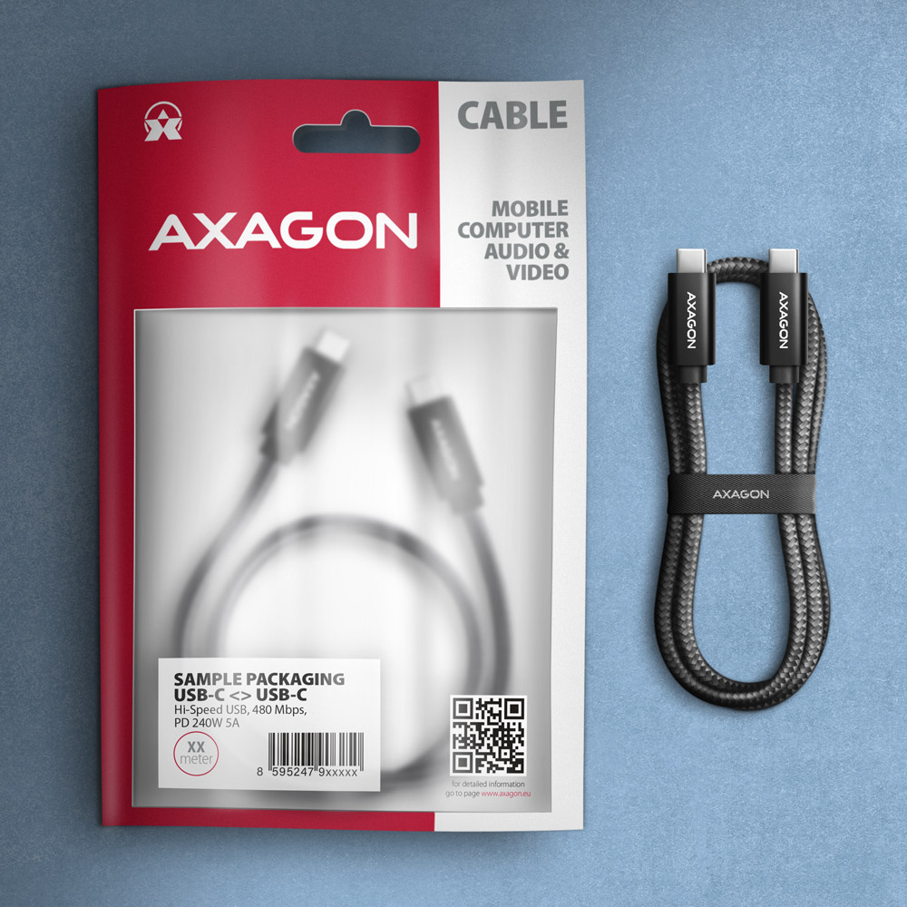 AXAGON BUCM2-CM30AB USB Typ-C-Kabel 3 m PD 240 W Schwarz