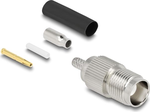 Delock TNC Buchse zum Crimpen RG-174 RG-316mit passendem Schrumpfschlauch (91762)