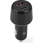 Nedis Auto-Ladegerät 65 W 2.0 3.0 3.25 A - Anzahl der Ausgänge: 2, Port Type: USB-A / USB-C™, Automatische Spannungswahl (CCPD65W100BK)